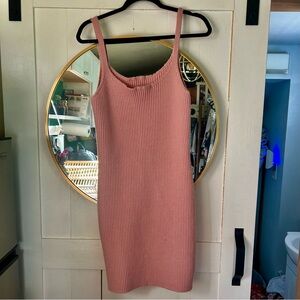 Pink Ribbed Knit Dress